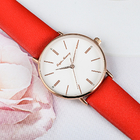 Red ROHS Analogue Wrist Watch FCC Fashion Ladies Leather Watch 23cm
