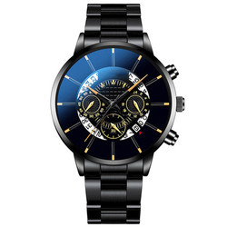 43mm Quartz Stainless Steel Watch 3ATM Two Tone Quartz Watch Multi Functional